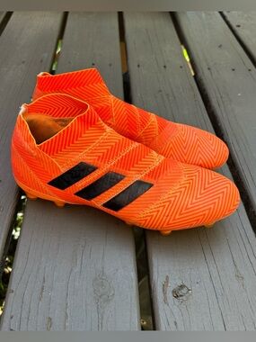 Adidas Nemeziz 18+ FG Zest Orange Black Solar Red Soccer DA9589 Men's Size 9
